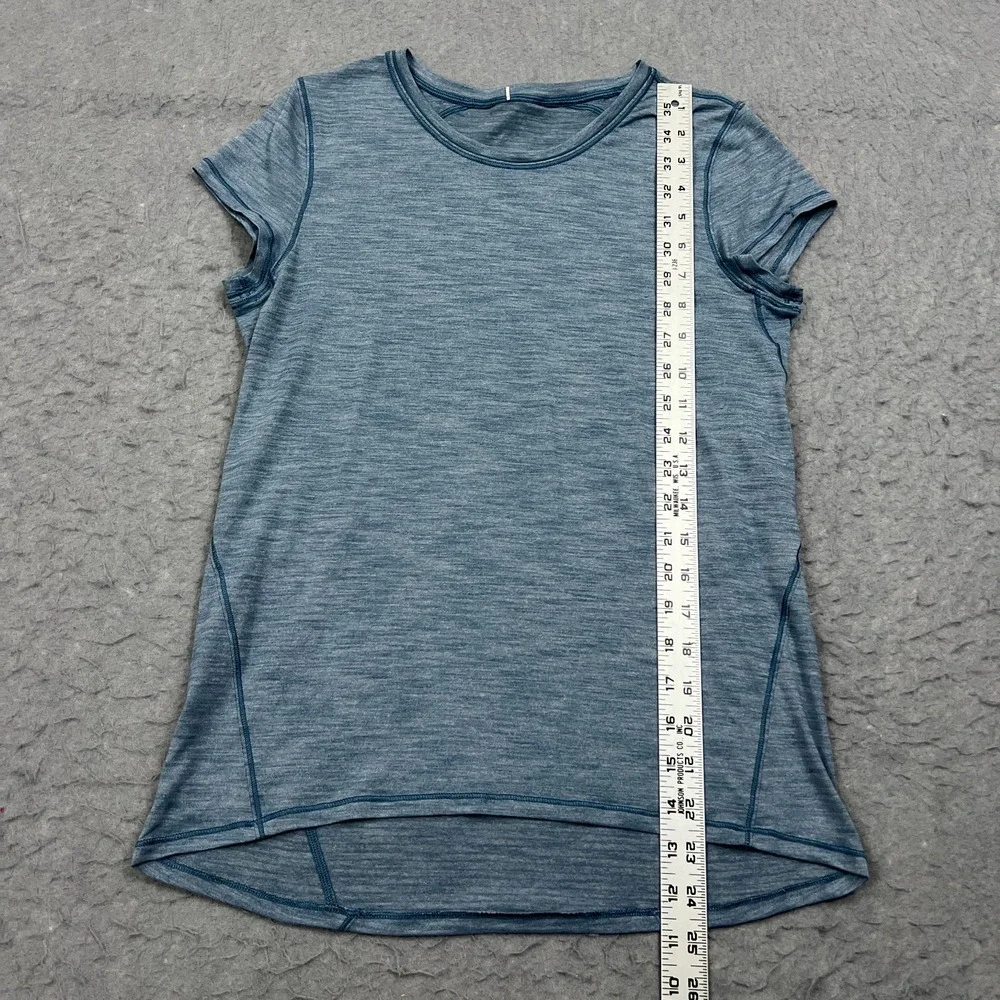 Lululemon Another Mile Short Sleeve Women's 4 Blue Lightweight Soft Shirt W3BROS